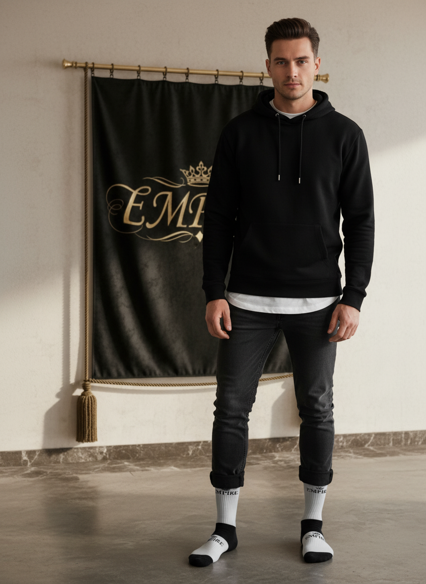 Chaussettes blanc noir EMPIRE vue face