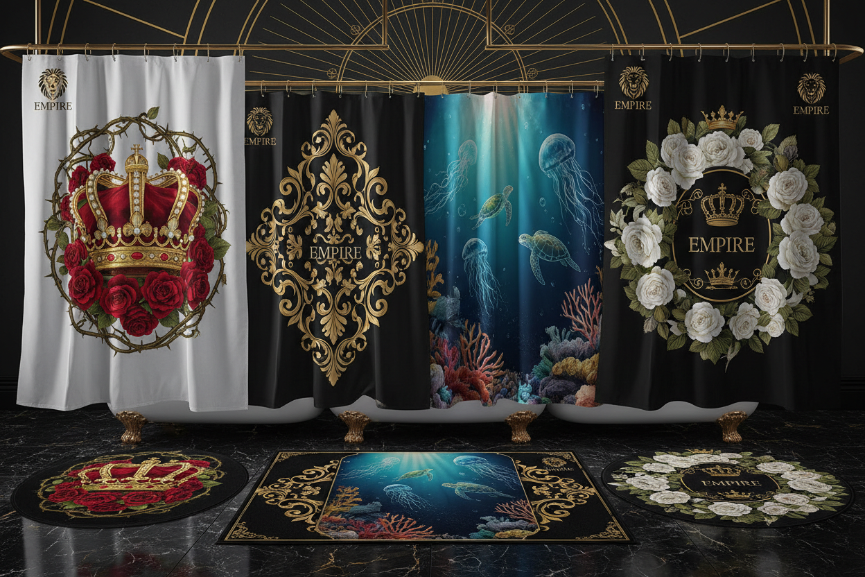 EMPIRE Bathroom Collection — Luxury Shower Curtains & Bath Mats