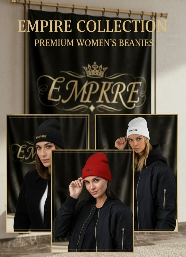 Empire Embroidered Beanie Women — Strength, Power, Authority