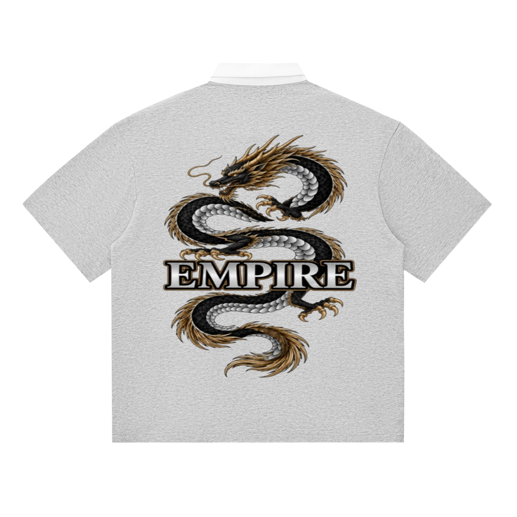 EMPIRE Men’s Contrast-Collar Polo Shirt — Silver Dragon
