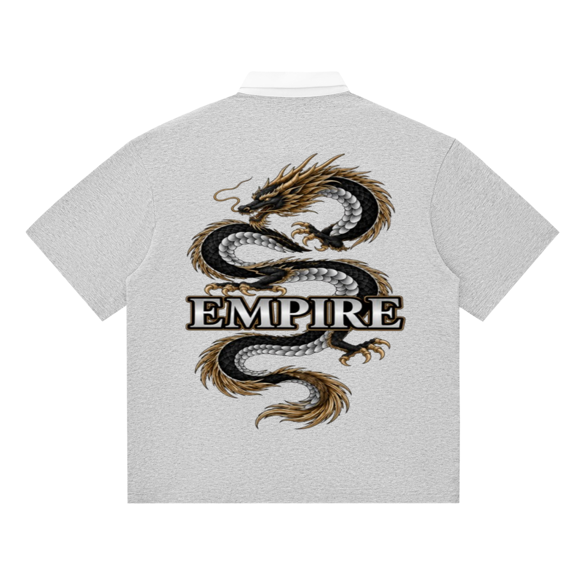 EMPIRE Men’s Contrast-Collar Polo Shirt — Silver Dragon