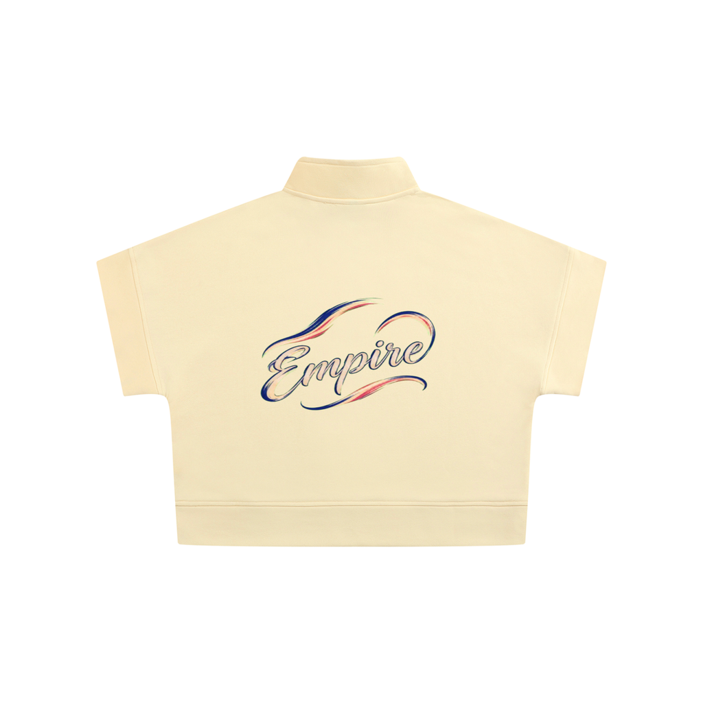 EMPIRE Women's Short-Sleeve Quarter-Zip Crop Sweatshirt