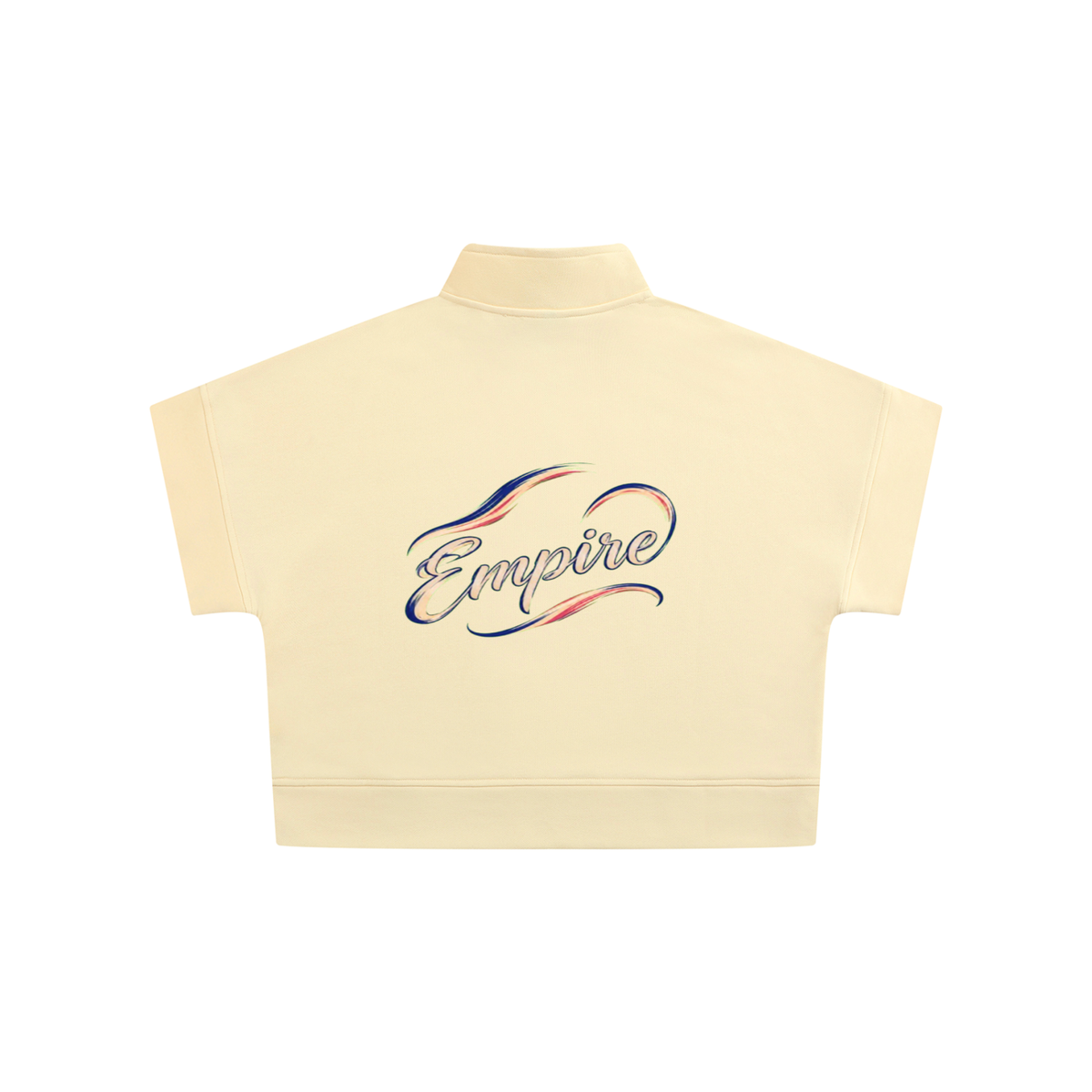 EMPIRE Women's Short-Sleeve Quarter-Zip Crop Sweatshirt