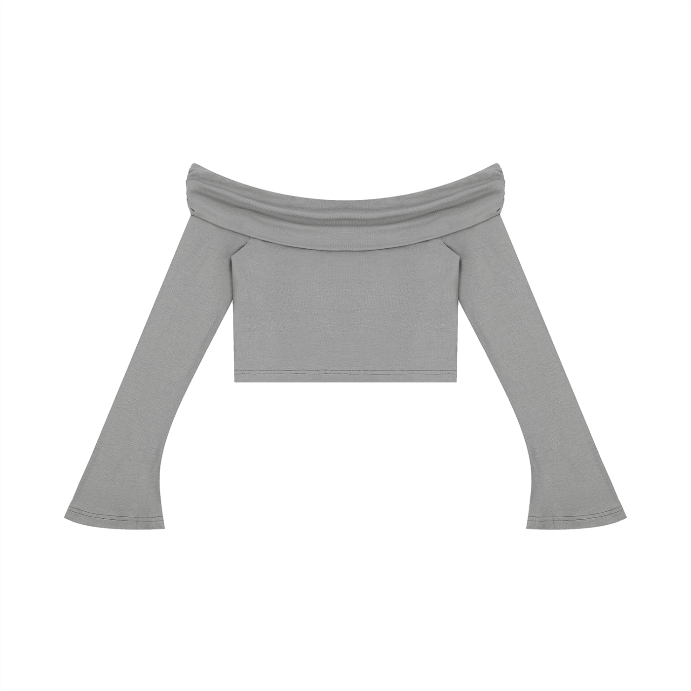 EMPIRE Off-Shoulder Bell Sleeve Crop Top — Sculpted Drama