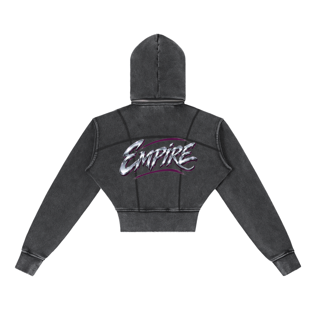 EMPIRE Women's Vintage-Washed Cropped Hoodie — Empire Chrome Tag