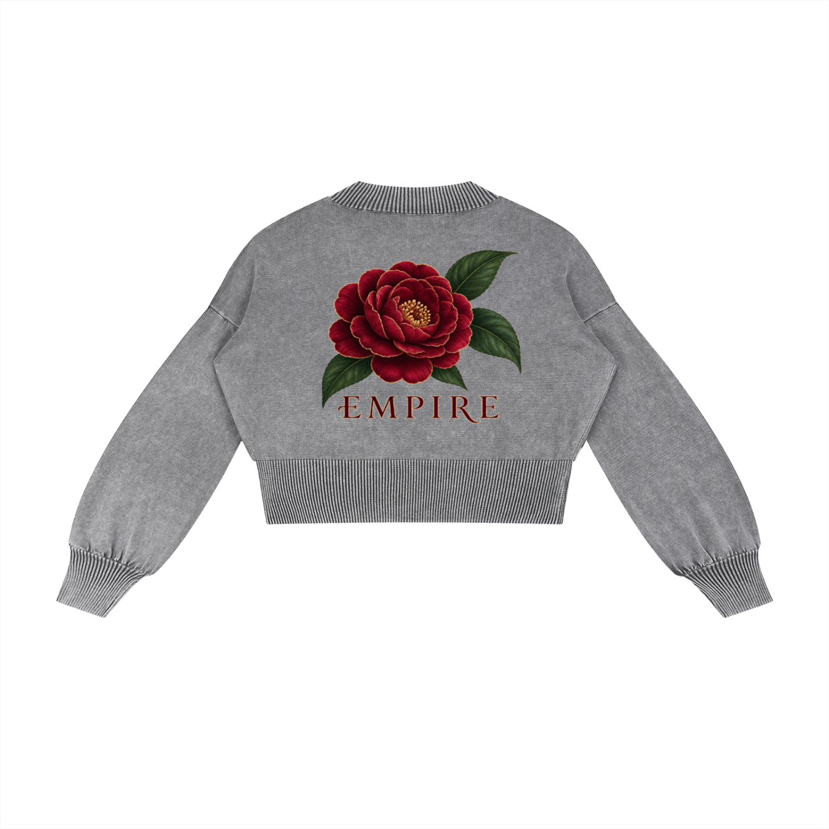 EMPIRE Women's Mineral-Wash Cropped Sweater — Empire Velvet Camellia