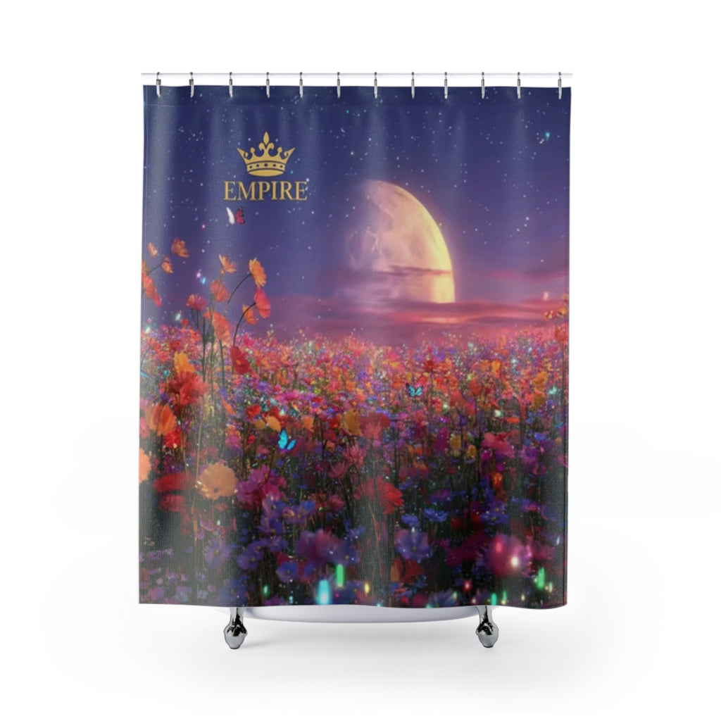 EMPIRE Moonlit Floral Shower Curtain — Dreamy Night Sky Bath Decor