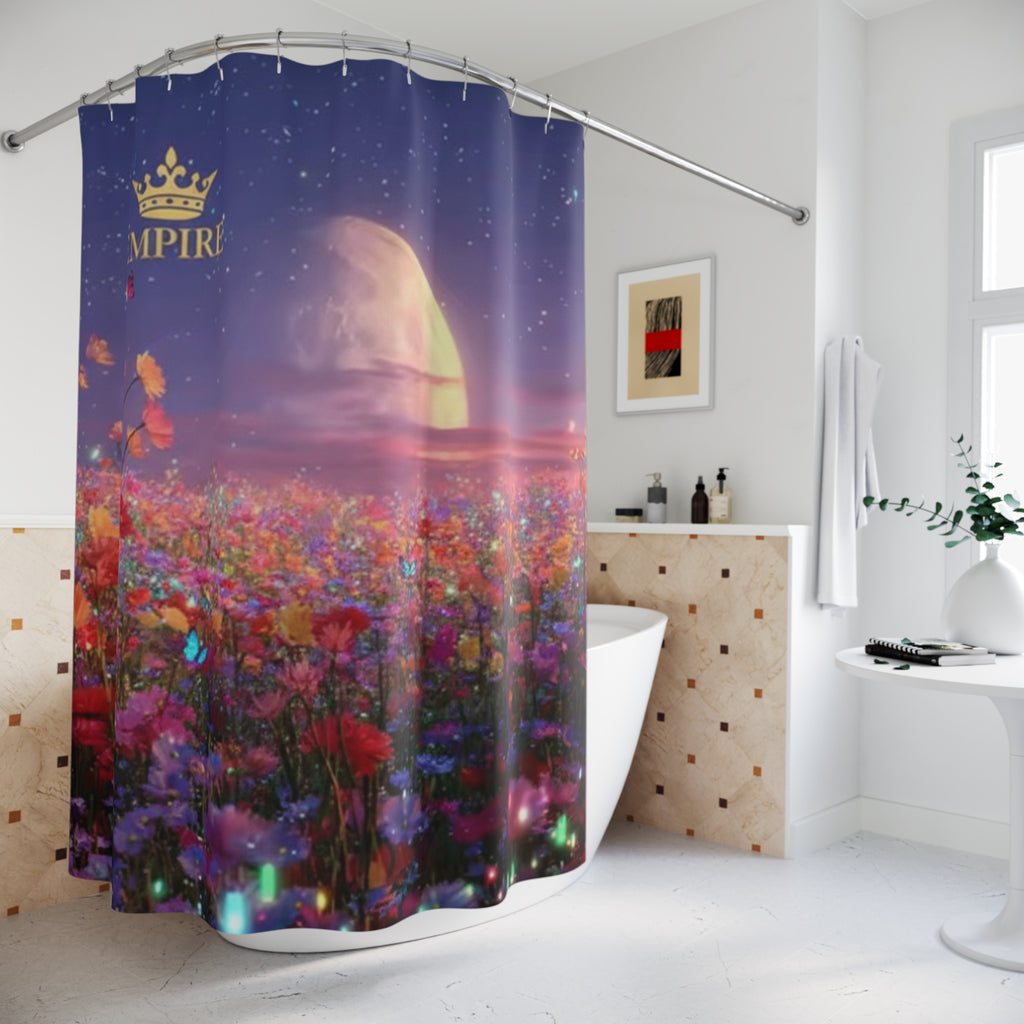 EMPIRE Moonlit Floral Shower Curtain — Dreamy Night Sky Bath Decor