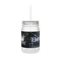 Mason Jar Tumbler with Crown Design — 12oz Glass with Straw