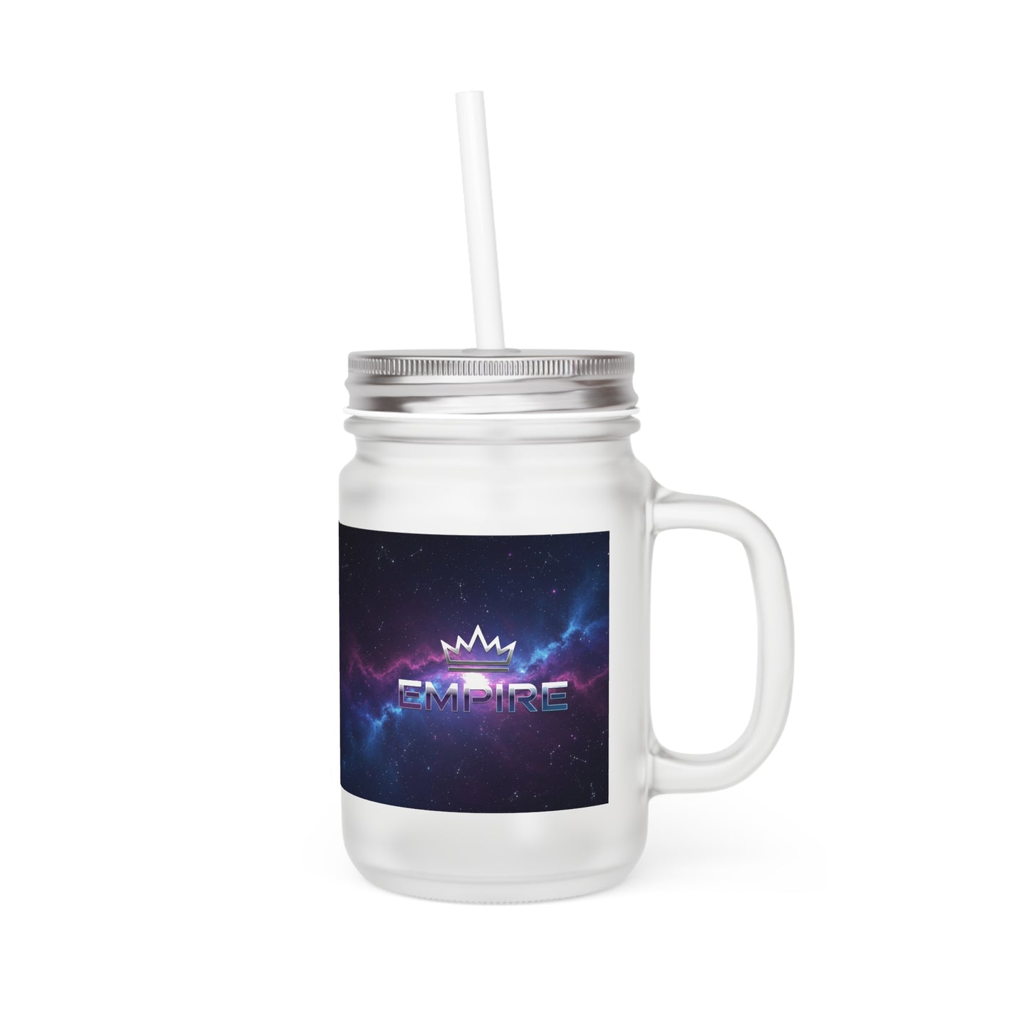 Mason Jar Tumbler with Galaxy Crown — 12oz Frosted Glass