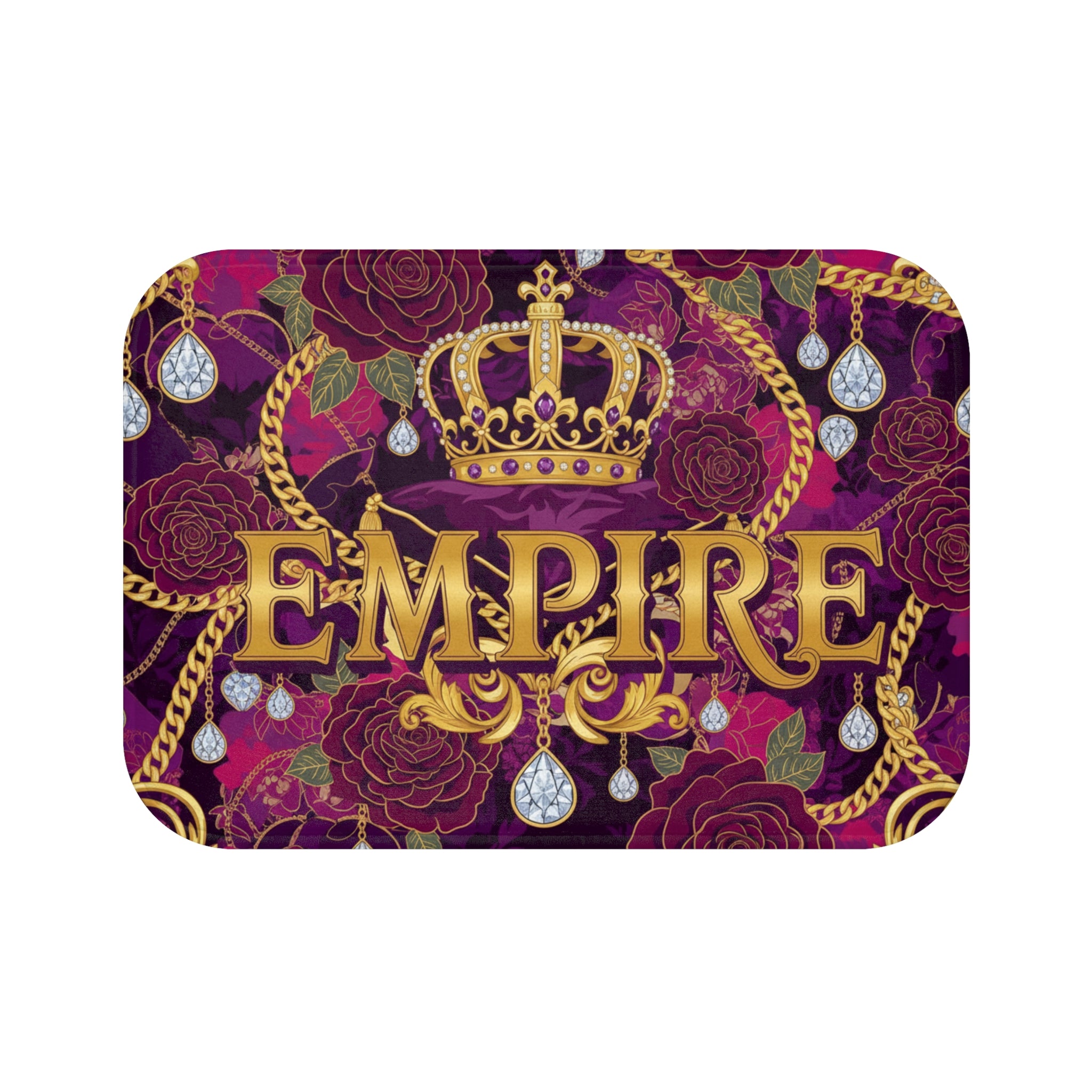 EMPIRE Bath Mat — Luxurious Gold Crown & Jewel Floral Design
