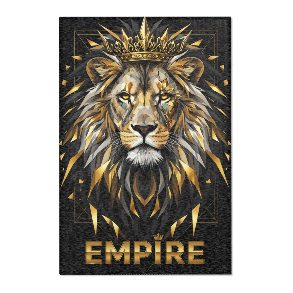 EMPIRE Lion Area Rug — Regal Gold Crowned Lion Decor