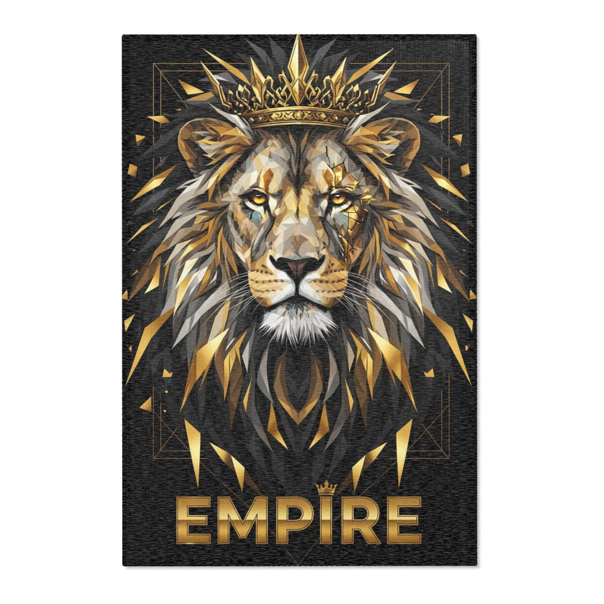 EMPIRE Lion Area Rug — Regal Gold Crowned Lion Decor
