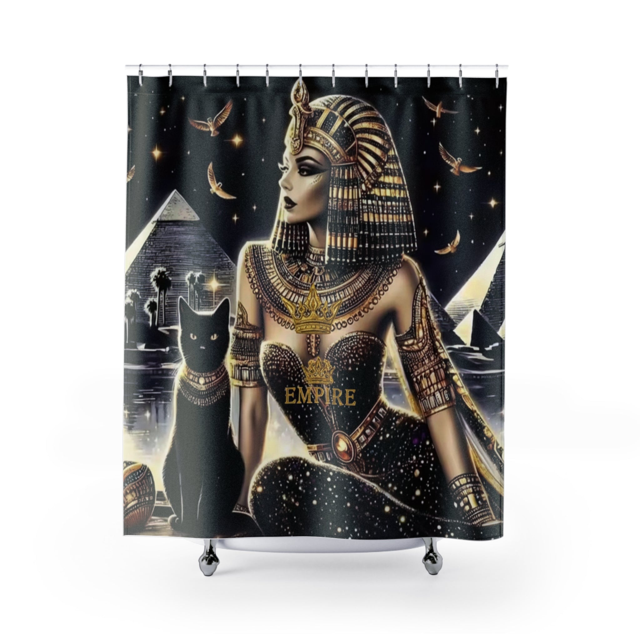 EMPIRE Egyptian Queen Shower Curtain — Luxury Bath Decor