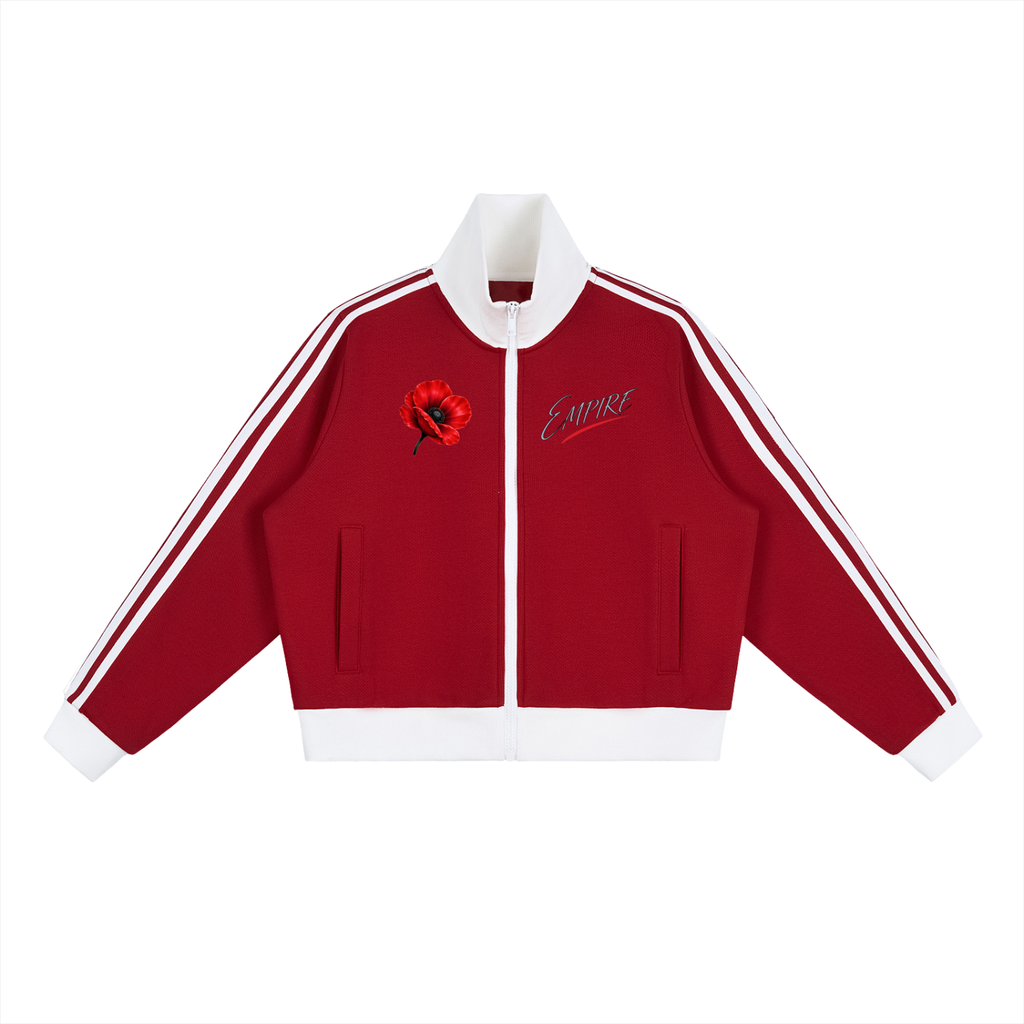 EMPIRE Women's Cropped Fleece Track Jacket — Empire Scarlet Poppy