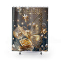 EMPIRE Gold Butterfly Shower Curtain — Luxury Rose & Pearl Bath Decor