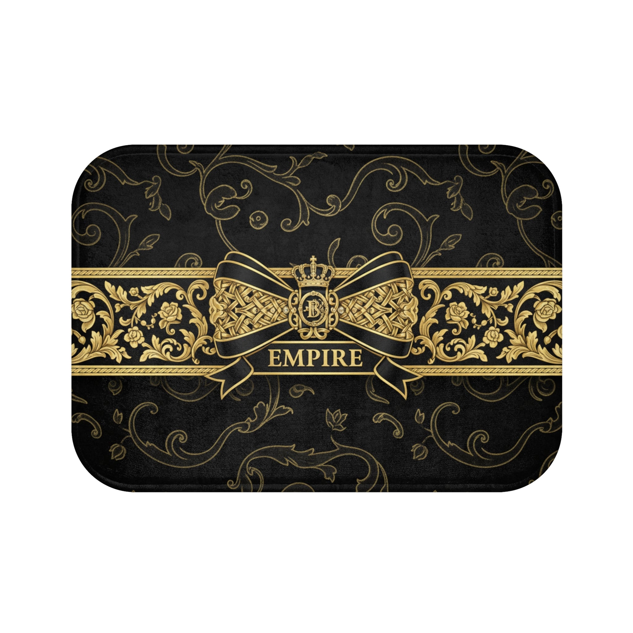 EMPIRE Bath Mat — Luxurious Black & Gold Baroque Design