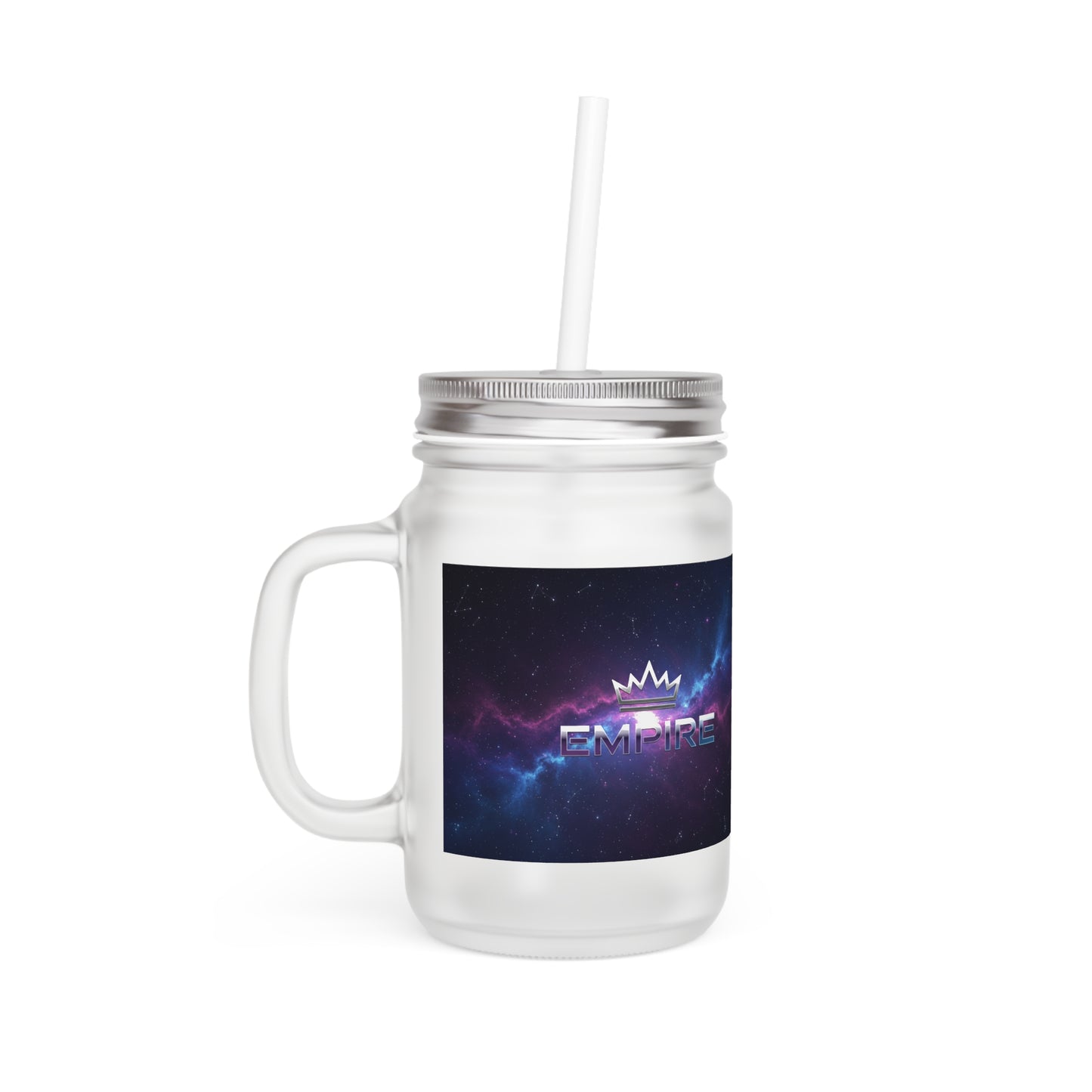 Mason Jar Tumbler with Galaxy Crown — 12oz Frosted Glass