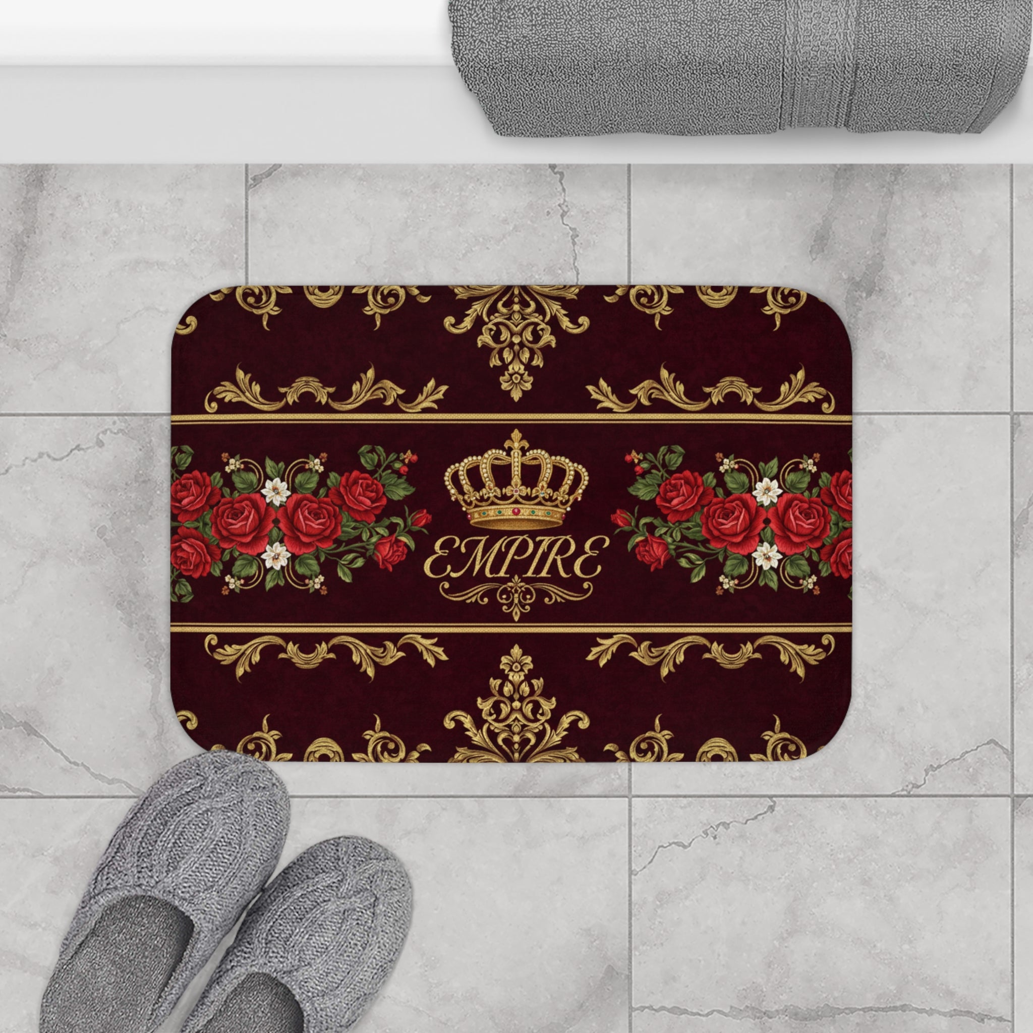 EMPIRE Bath Mat — Crown Rose Victorian Floral Luxury Design