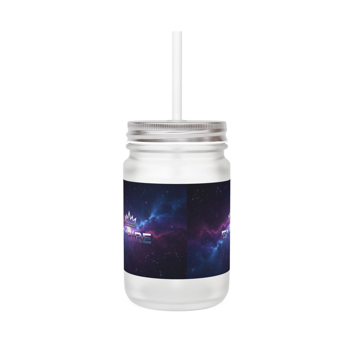 Mason Jar Tumbler with Galaxy Crown — 12oz Frosted Glass