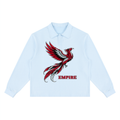 EMPIRE Men’s Loose Long-Sleeve Polo Shirt — Crimson Phoenix