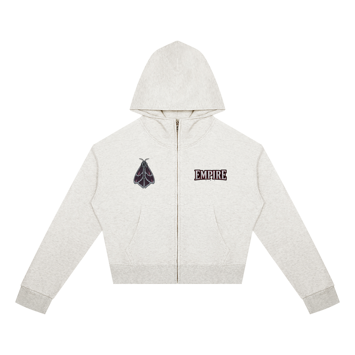 EMPIRE Women's Short Full-Zip Hoodie — Empire Velvet Moth