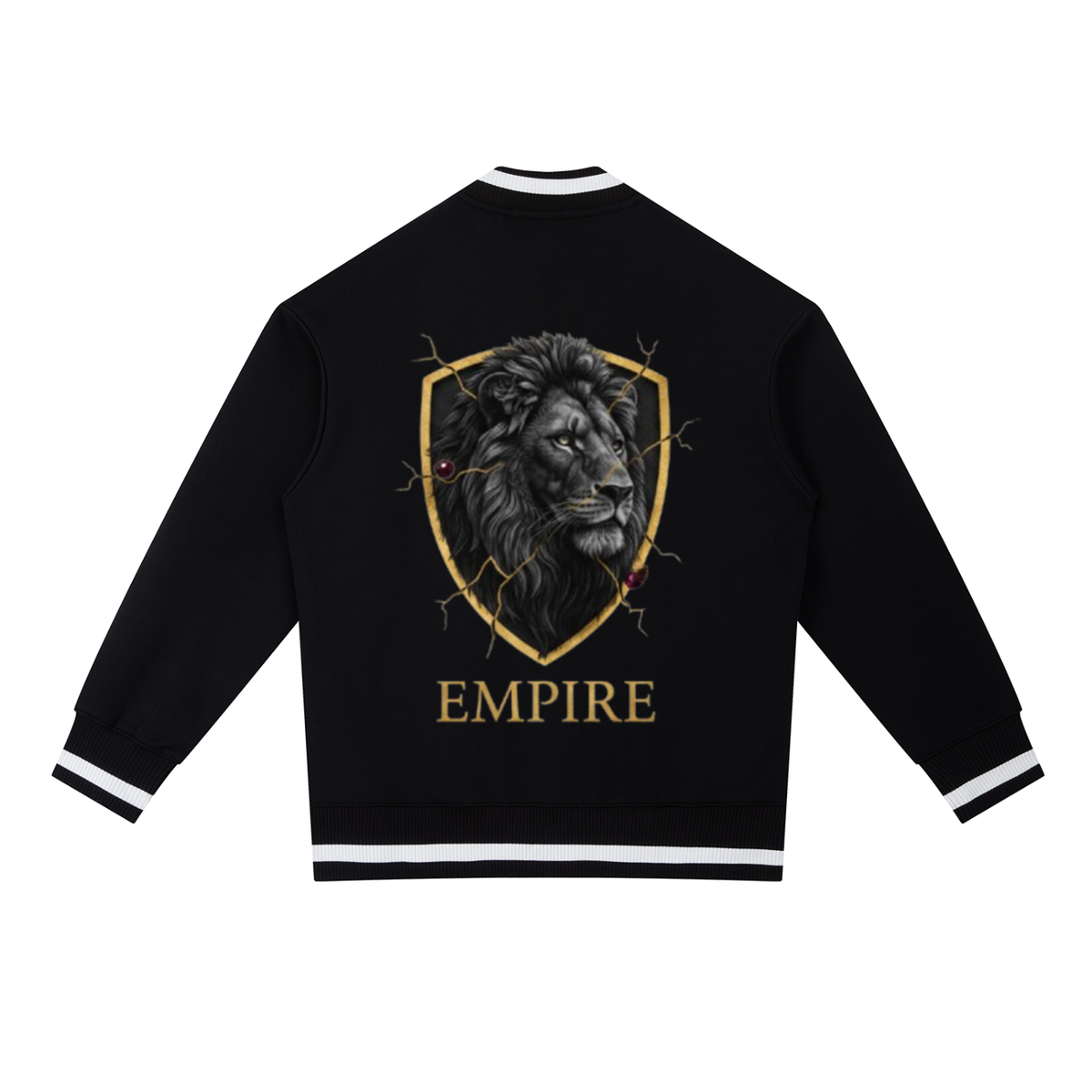 EMPIRE Men’s Contrast Piping Zip Bomber Jacket — Fractured Lion