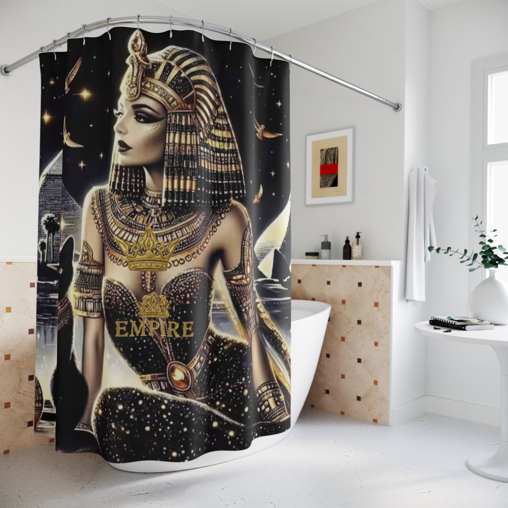 EMPIRE Egyptian Queen Shower Curtain — Luxury Bath Decor