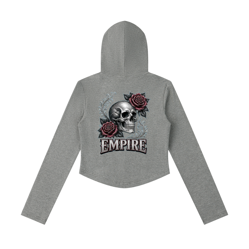 EMPIRE Women's Slim Cropped Zip Hoodie — Empire Dark Rose Tattoo