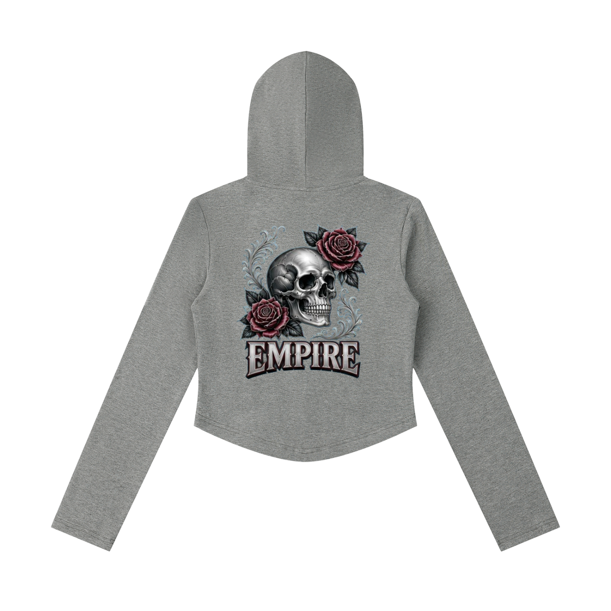EMPIRE Women's Slim Cropped Zip Hoodie — Empire Dark Rose Tattoo