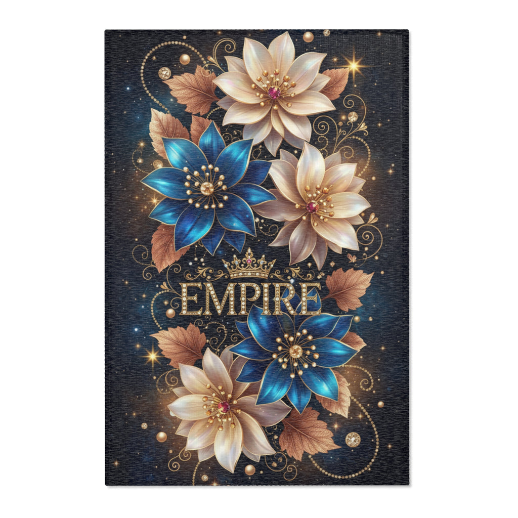 EMPIRE Floral Area Rug — Blue & Gold Luxury Decor