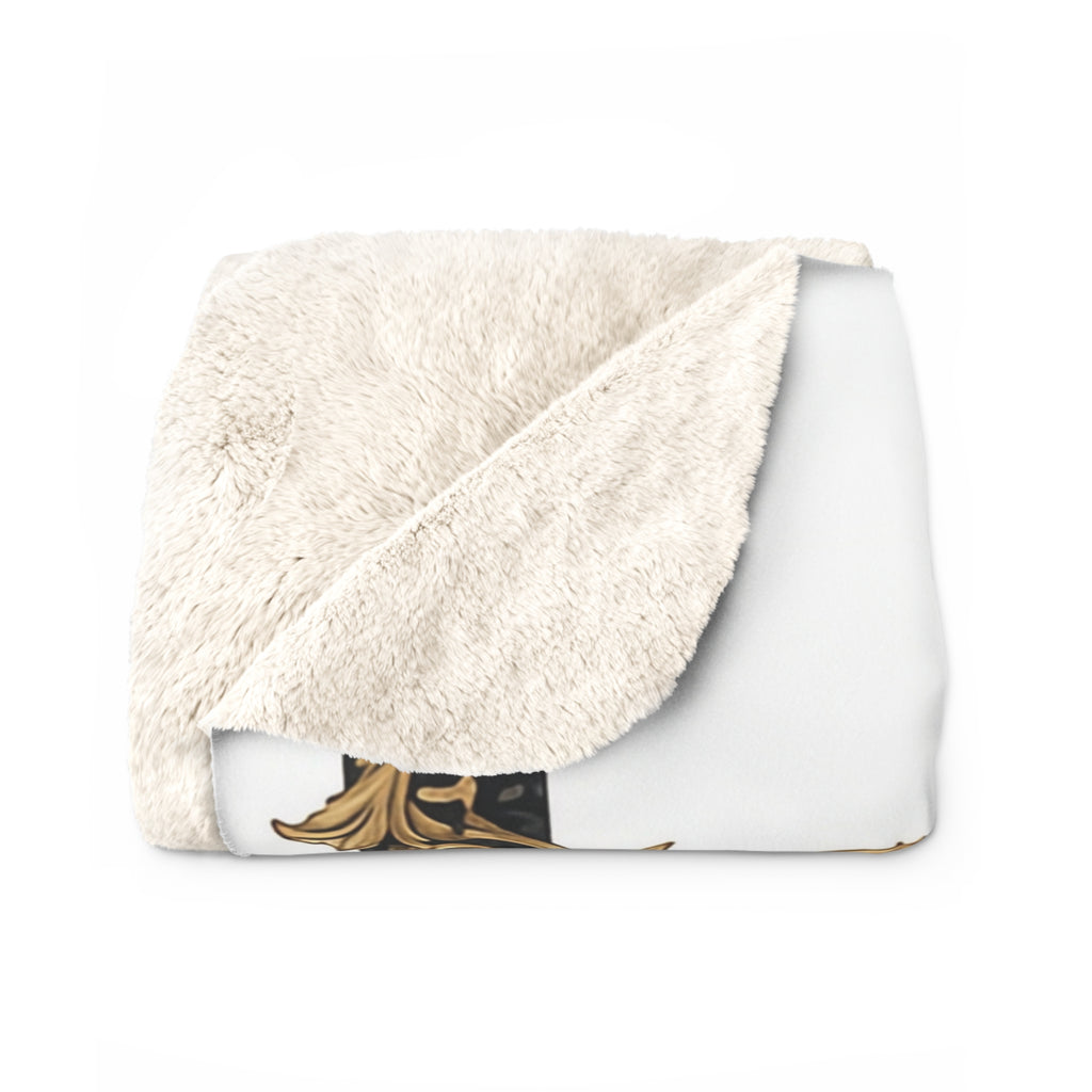 EMPIRE Baroque Crown Sherpa Blanket — Gold Rose Velvet Luxury Throw