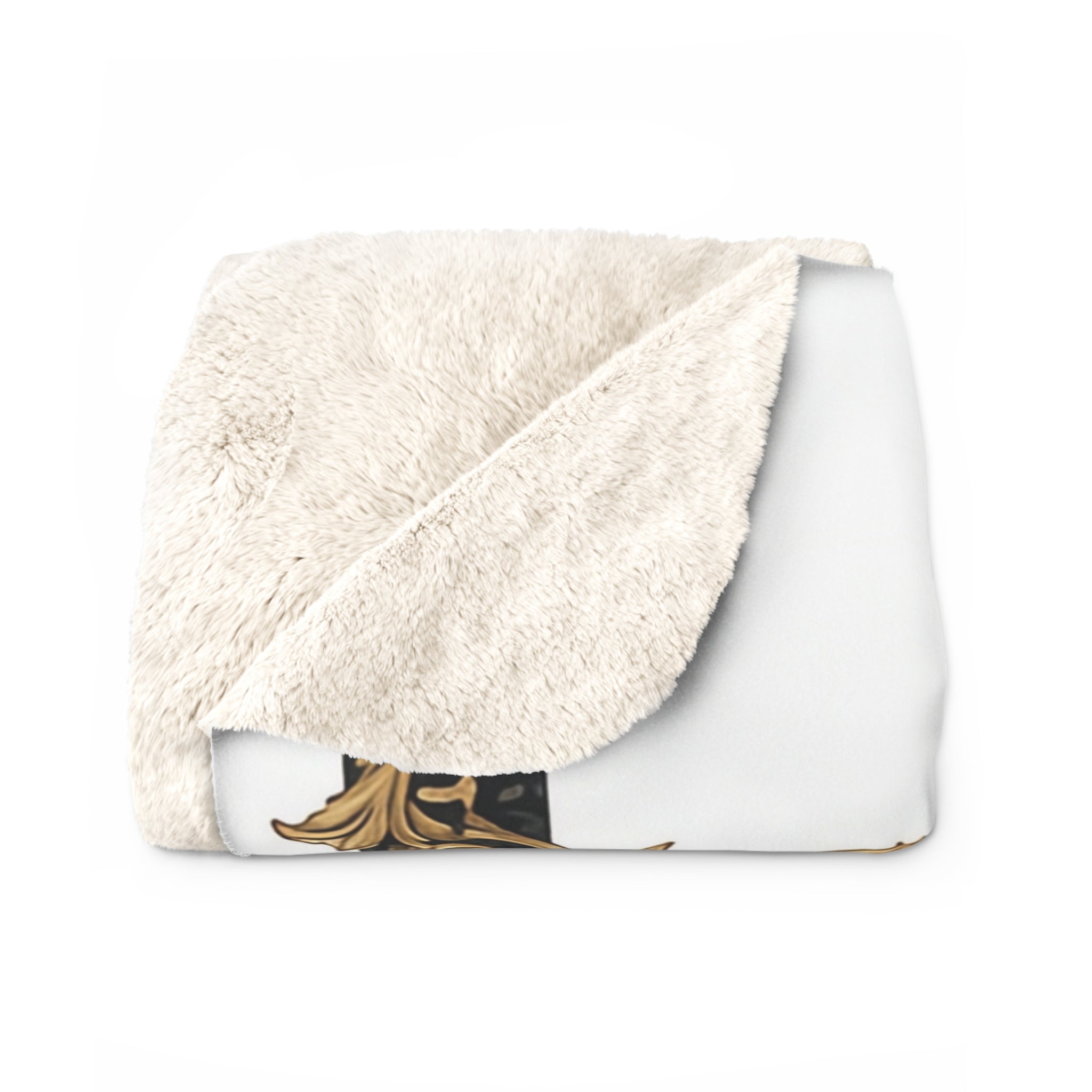 EMPIRE Baroque Crown Sherpa Blanket — Gold Rose Velvet Luxury Throw