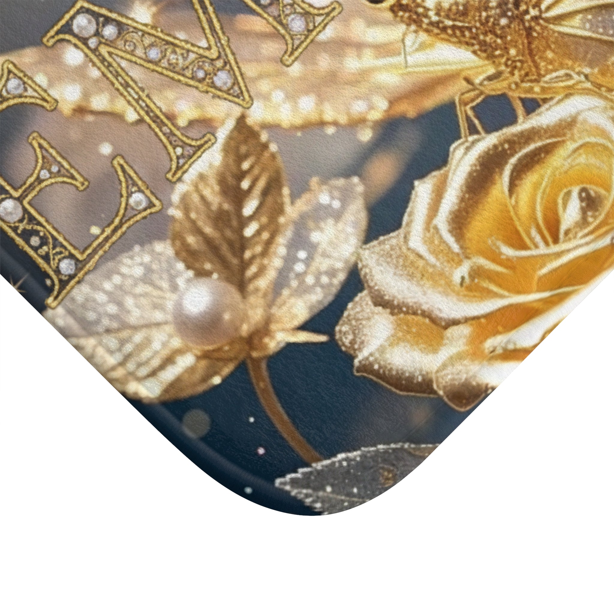 EMPIRE Gold Butterfly Bath Mat — Luxury Floral Pearl Decor