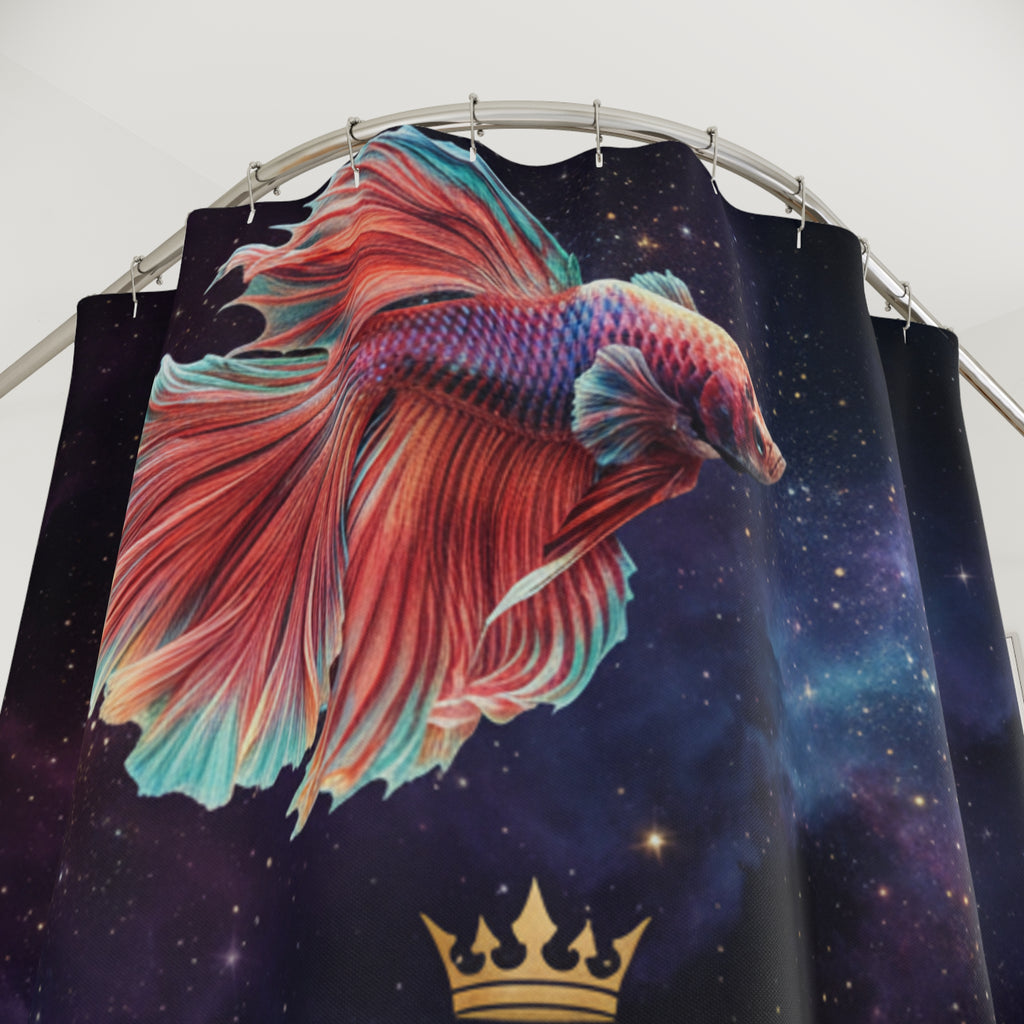EMPIRE Betta Fish Shower Curtain — Cosmic Aquarium Bath Decor