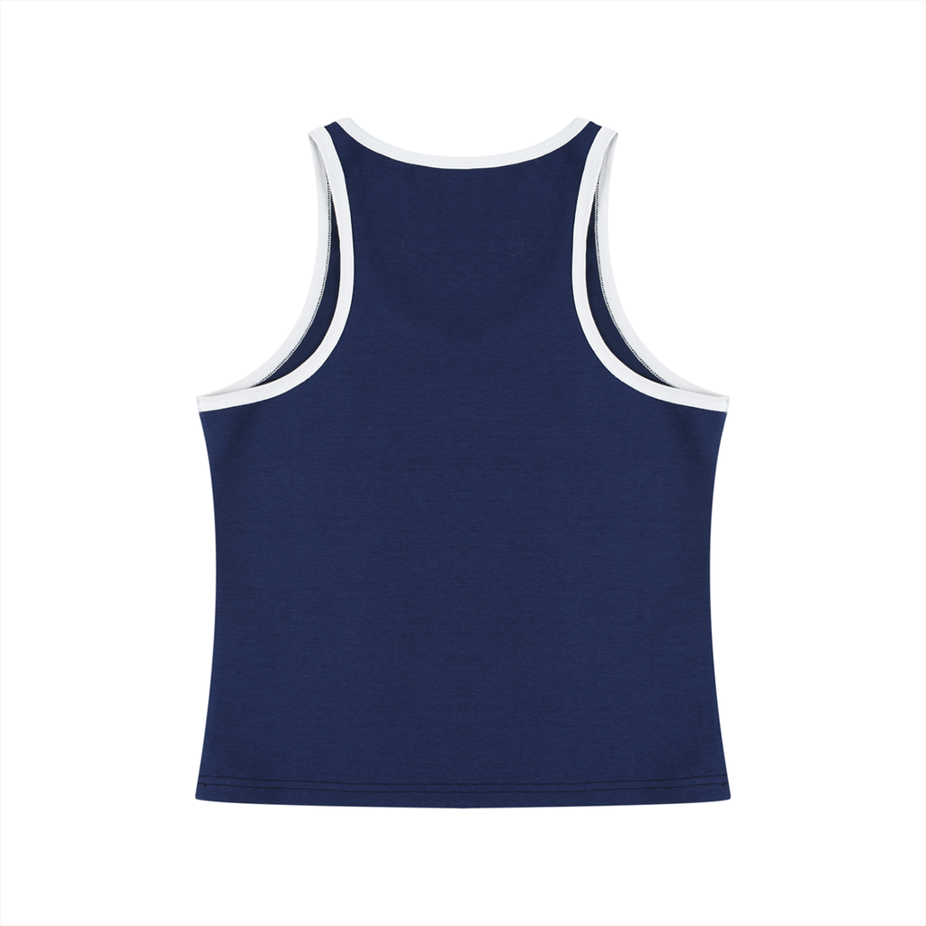 EMPIRE Color Block Cropped Tank Top — Bold Contrast