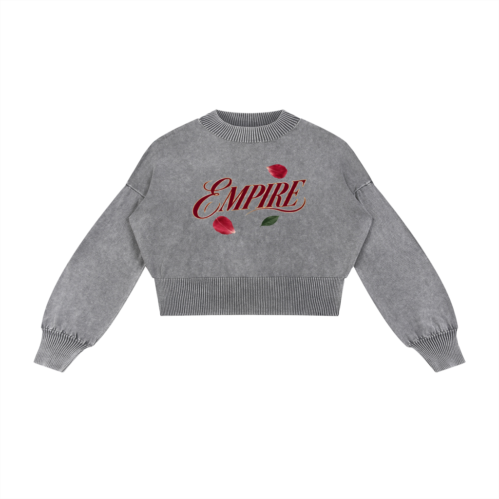 EMPIRE Women's Mineral-Wash Cropped Sweater — Empire Velvet Camellia