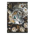 EMPIRE Regal Snow Leopard Area Rug — Gold Floral Luxury Decor