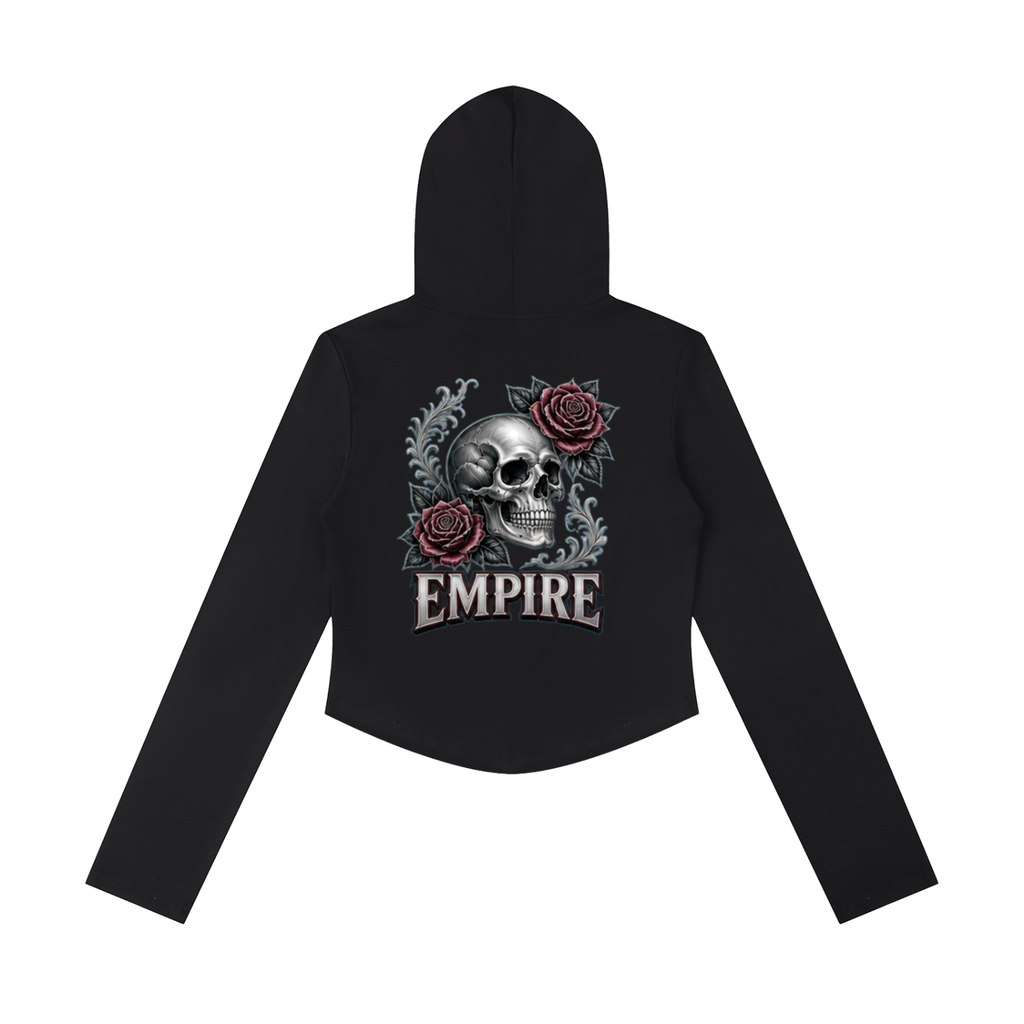 EMPIRE Women's Slim Cropped Zip Hoodie — Empire Dark Rose Tattoo