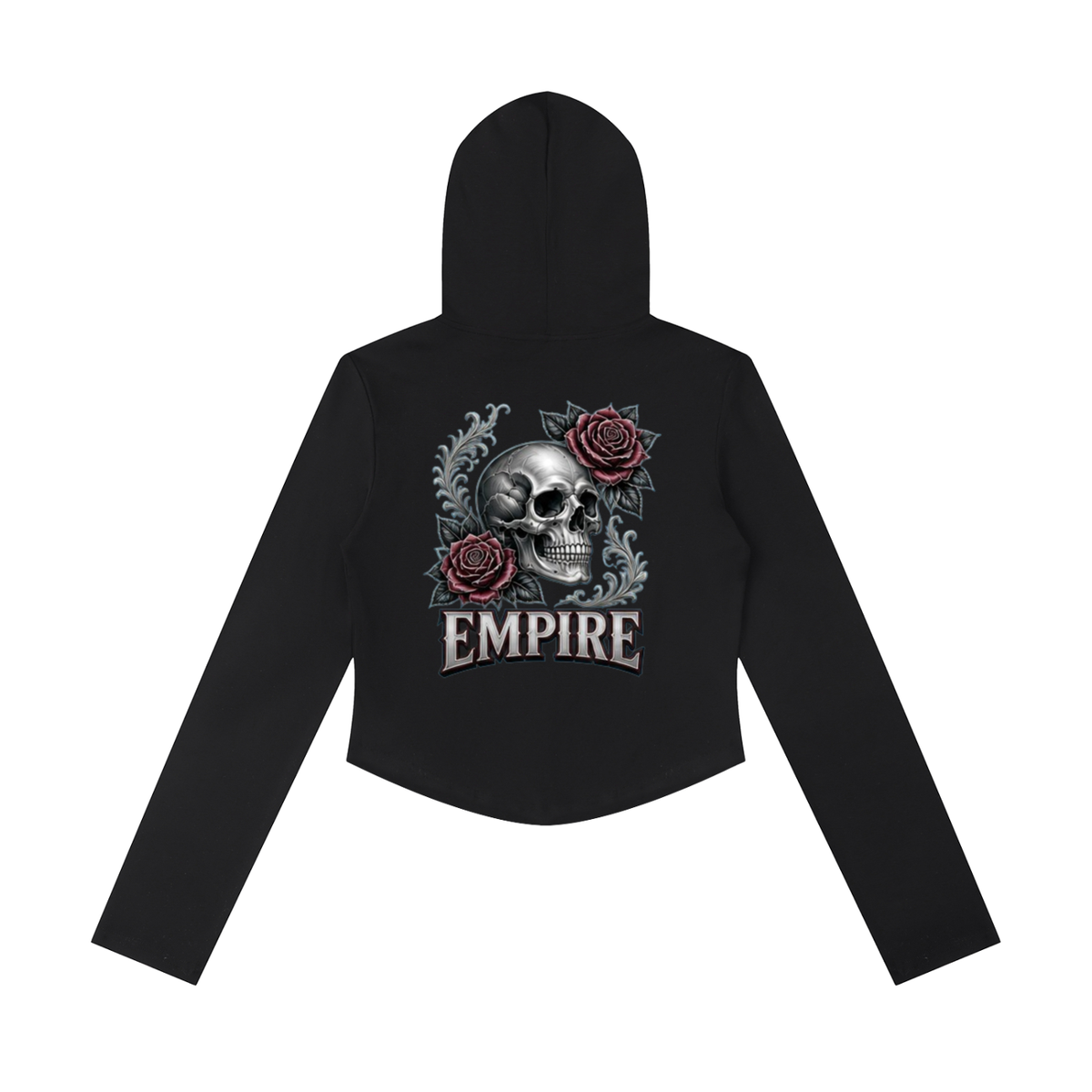 EMPIRE Women's Slim Cropped Zip Hoodie — Empire Dark Rose Tattoo