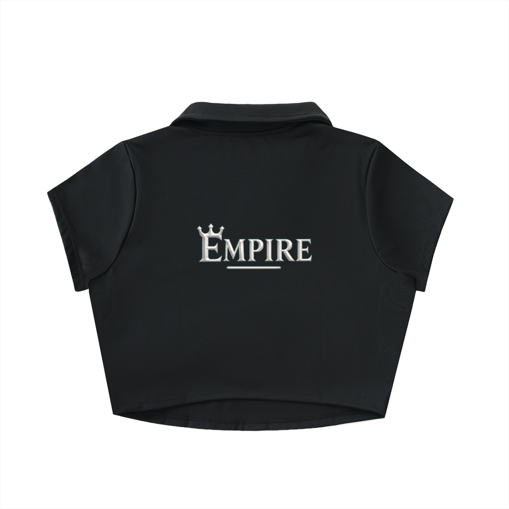 EMPIRE Women's V-Neck Crop Top — Graphite Crowned