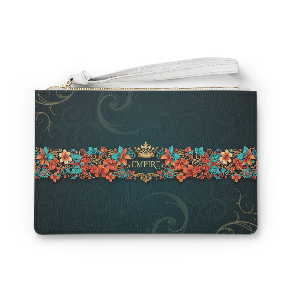 EMPIRE Floral Clutch Bag — Teal & Coral Luxury Wristlet