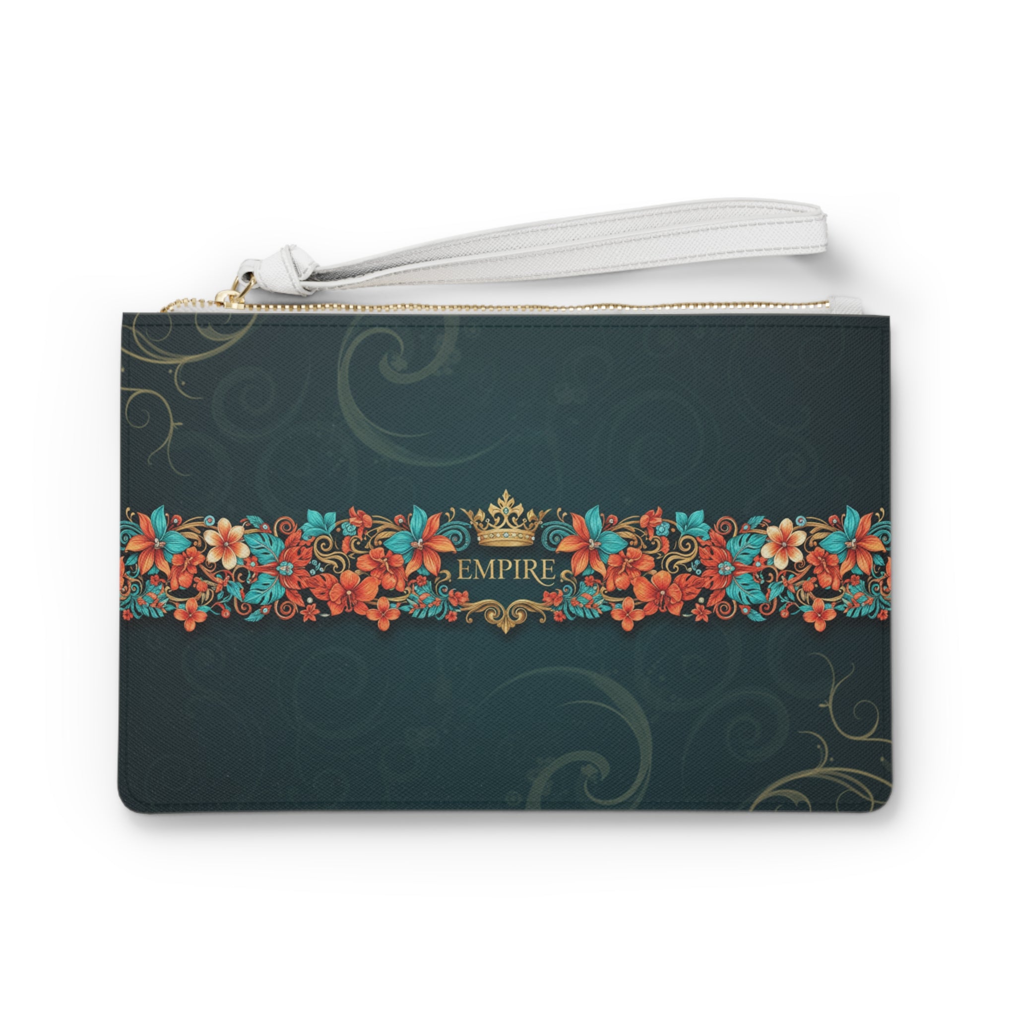 EMPIRE Floral Clutch Bag — Teal & Coral Luxury Wristlet
