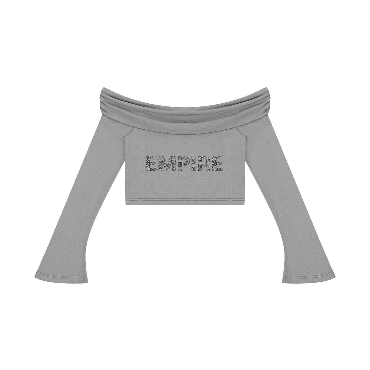 EMPIRE Off-Shoulder Bell Sleeve Crop Top — Sculpted Drama