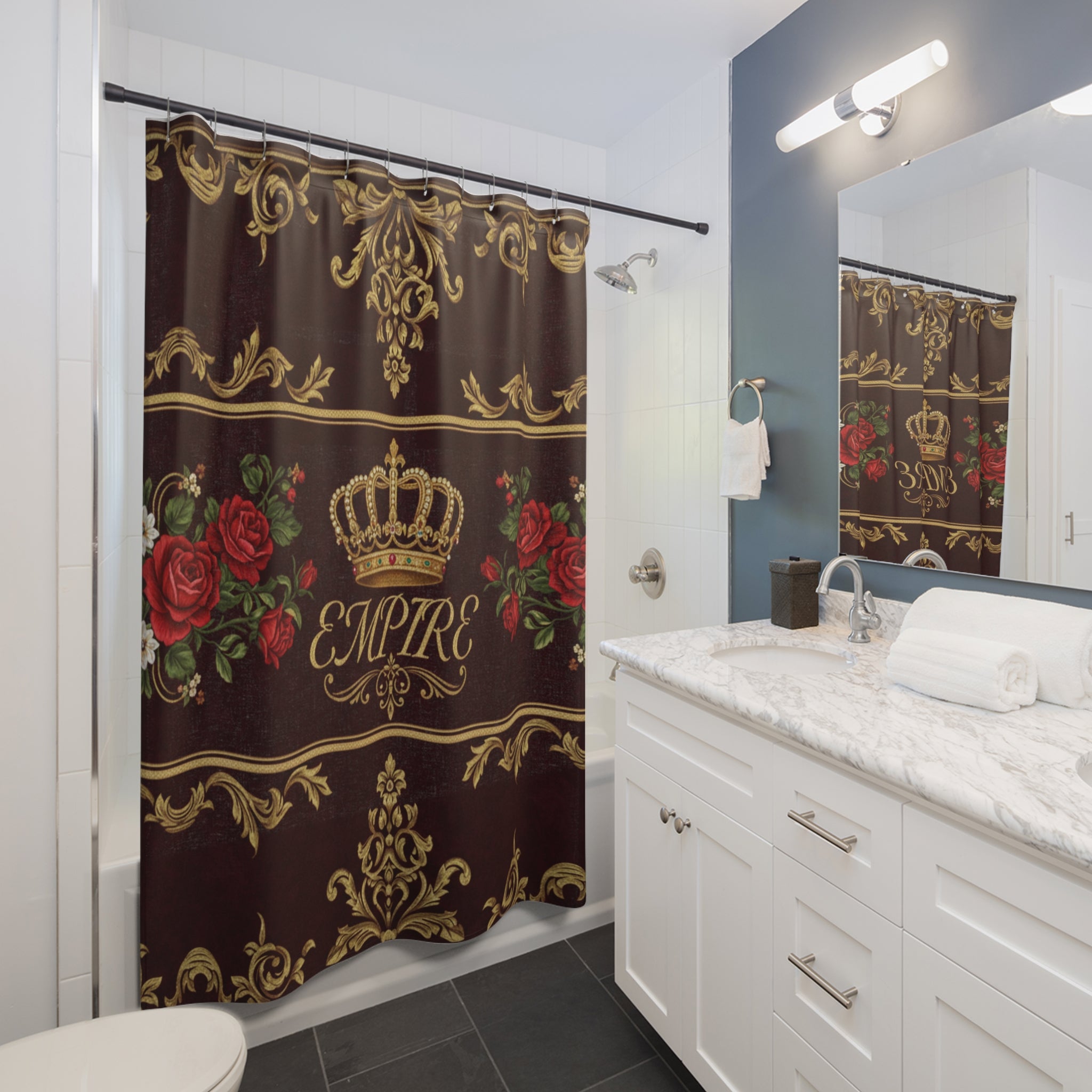 EMPIRE Shower Curtain — Royal Crown & Rose Bathroom Design
