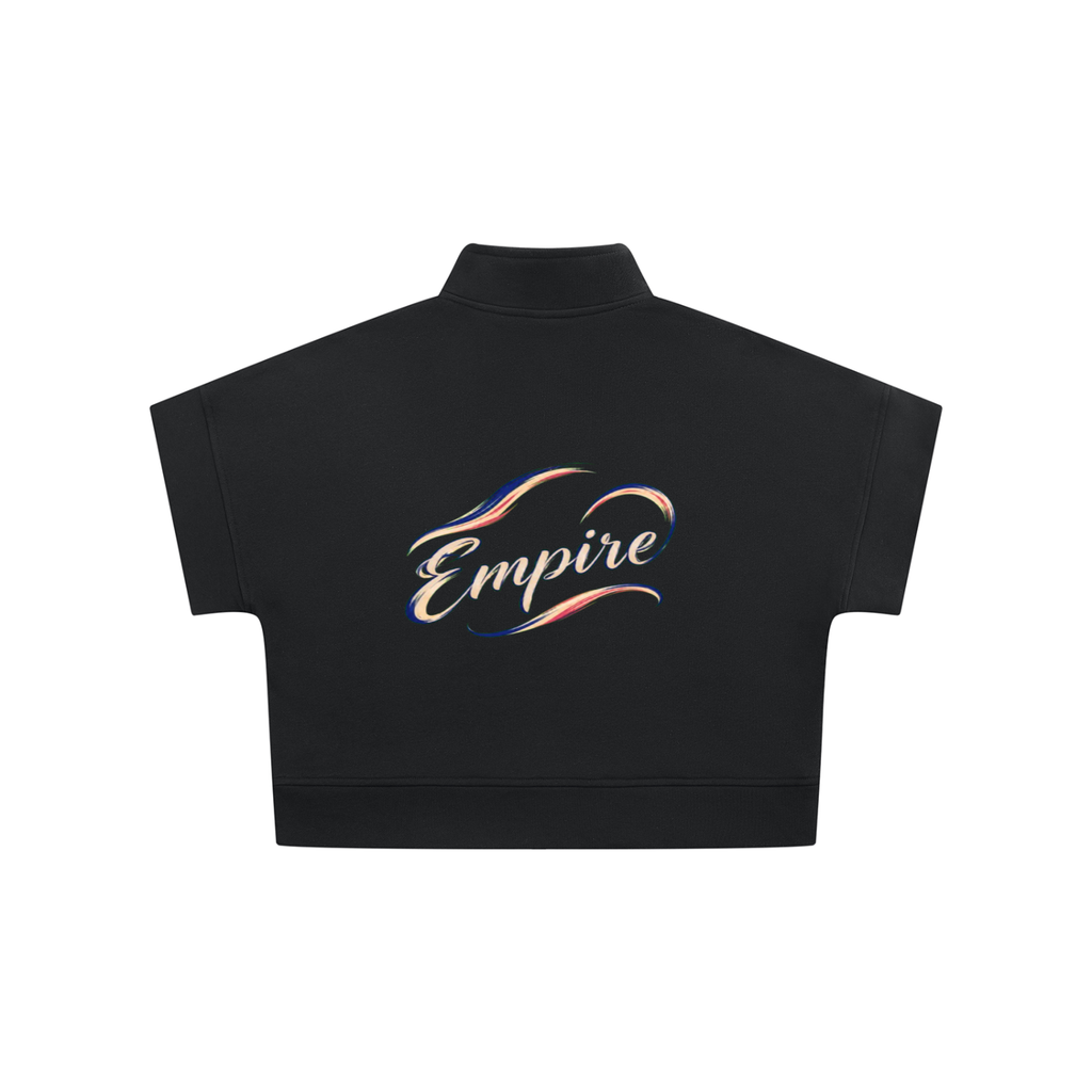 EMPIRE Women's Short-Sleeve Quarter-Zip Crop Sweatshirt