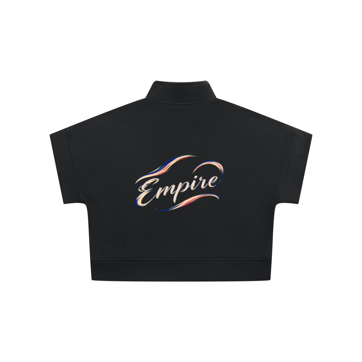 EMPIRE Women's Short-Sleeve Quarter-Zip Crop Sweatshirt
