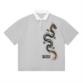 EMPIRE Men’s Contrast-Collar Polo Shirt — Silver Dragon