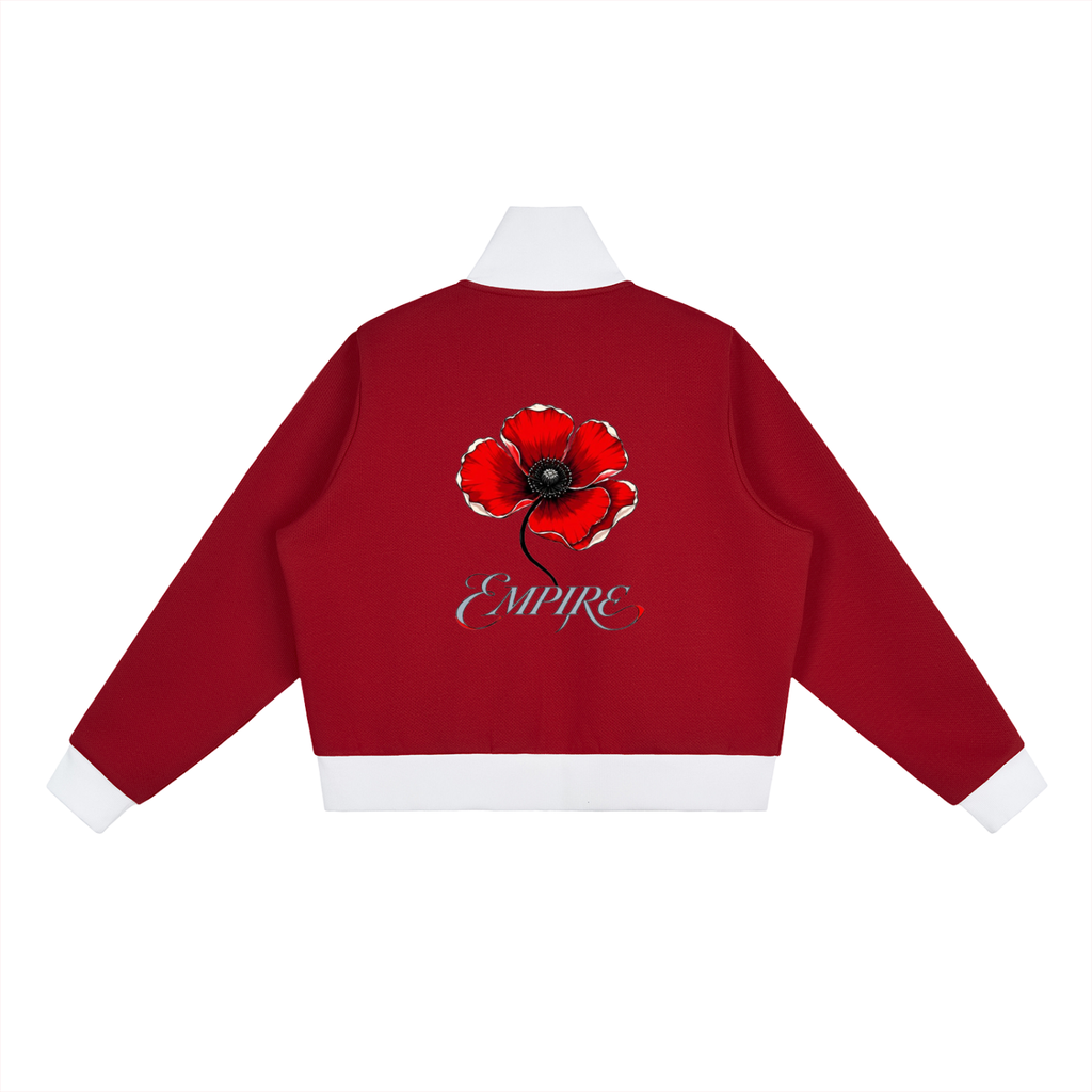 EMPIRE Women's Cropped Fleece Track Jacket — Empire Scarlet Poppy