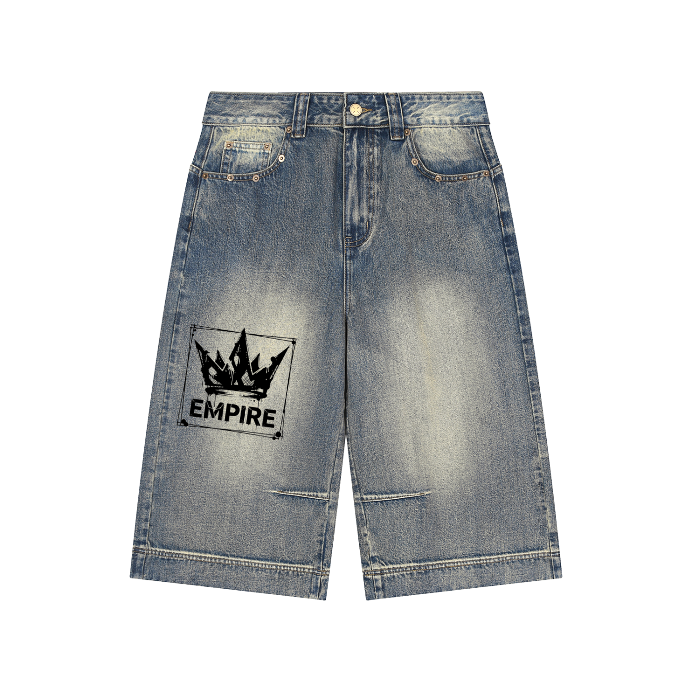 EMPIRE Men Denim Shorts — Vintage Wash Baggy Collection